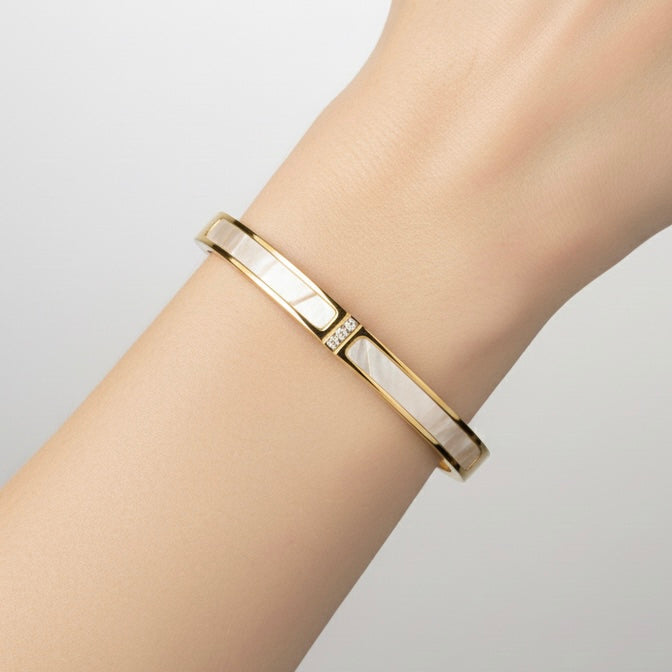 Luna white Bangle - Stainless Steel