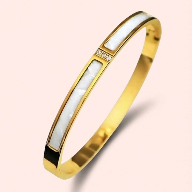 Luna white Bangle  - Stainless Steel