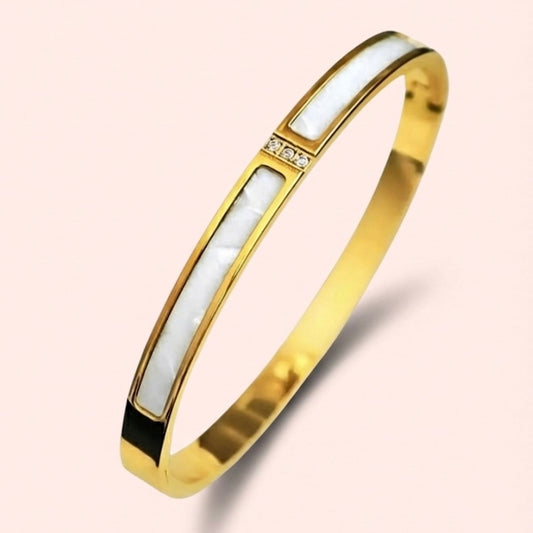 Luna white Bangle  - Stainless Steel