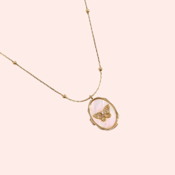 Butterfly photo locket - Stainless Steel