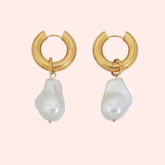 Chunky pearl earrings - Stainless Steel