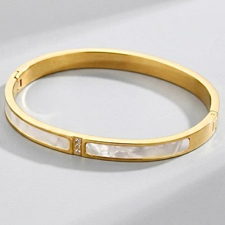 Luna white Bangle  - Stainless Steel