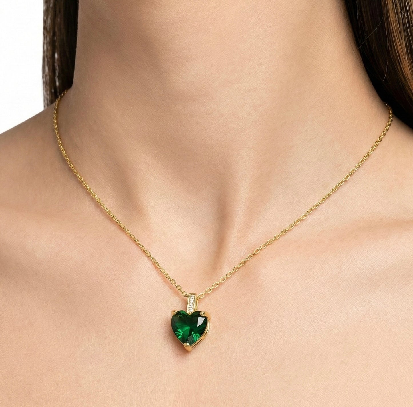Green Heart necklace - Stainless Steel