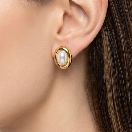 Moonlit pearl earrings - Stainless Steel